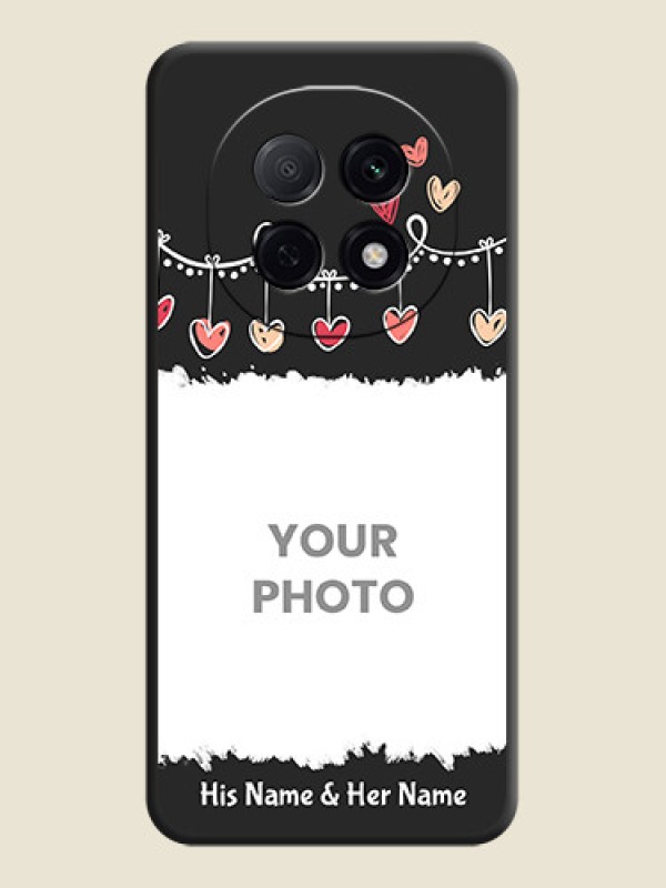 Custom Pink Love Hangings with Name On Space Black Custom Soft Matte Mobile Back Cover - Oppo F29 5G - alternate view