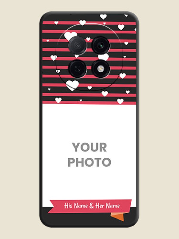 Custom White Color Love Symbols with Pink Lines Pattern On Space Black Custom Soft Matte Mobile Back Cover - Oppo F29 5G - alternate view