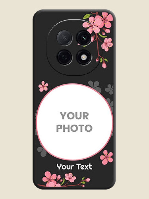 Custom Round Image with Pink Color Floral Design on Photo On Space Black Custom Soft Matte Mobile Back Cover - Oppo F29 Pro 5G - alternate view