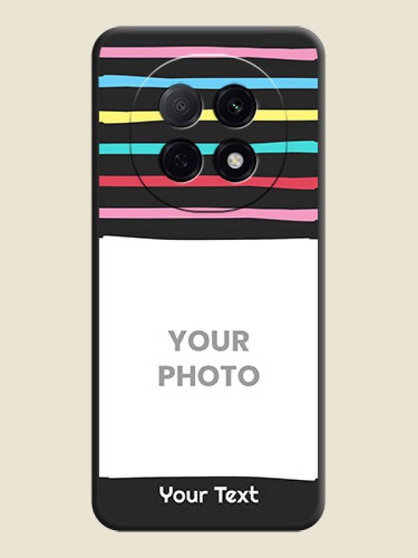 Custom Multicolor Lines with Image On Space Black Custom Soft Matte Mobile Back Cover - Oppo F29 Pro 5G - alternate view