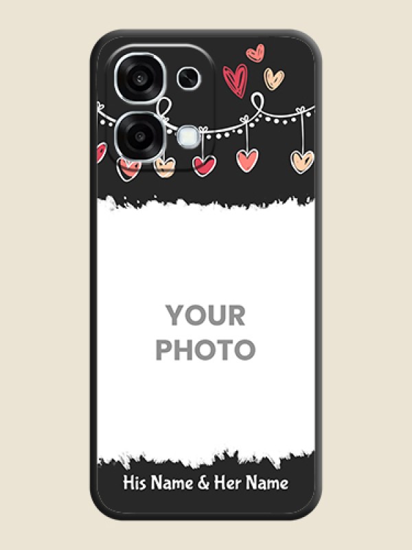 Custom Pink Love Hangings with Name On Space Black Custom Soft Matte Mobile Back Cover - Oppo F31 5G - alternate view