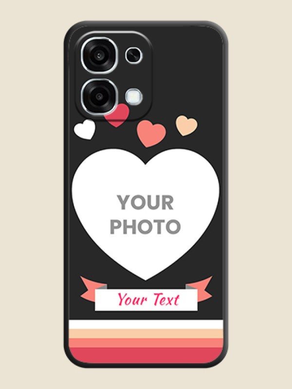 Custom Love Shaped Photo with Colorful Stripes On Space Black Custom Soft Matte Mobile Back Cover - Oppo F31 5G - alternate view
