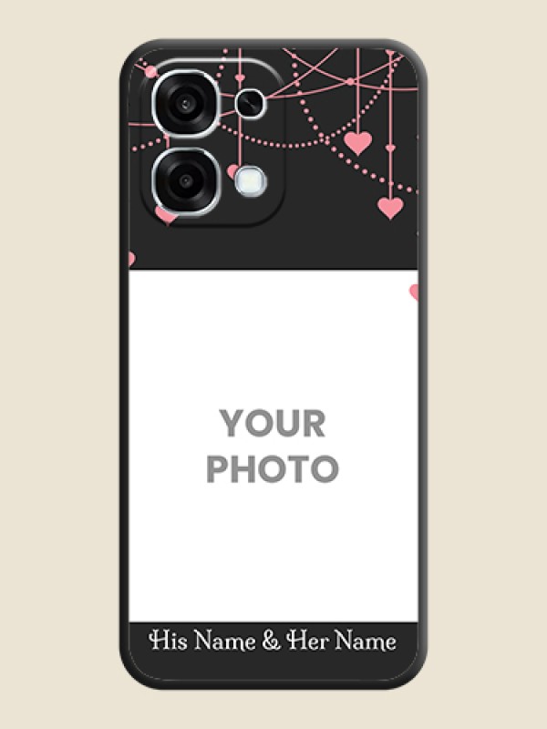 Custom Pink Love Hangings with Text On Space Black Custom Soft Matte Mobile Back Cover - Oppo F31 5G - alternate view