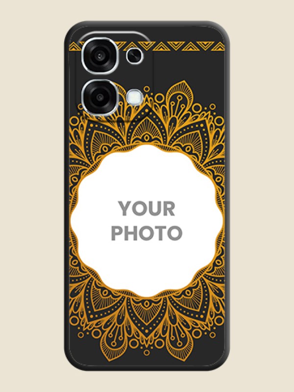 Custom Round Image with Floral Design On Space Black Custom Soft Matte Mobile Back Cover - Oppo F31 5G - alternate view