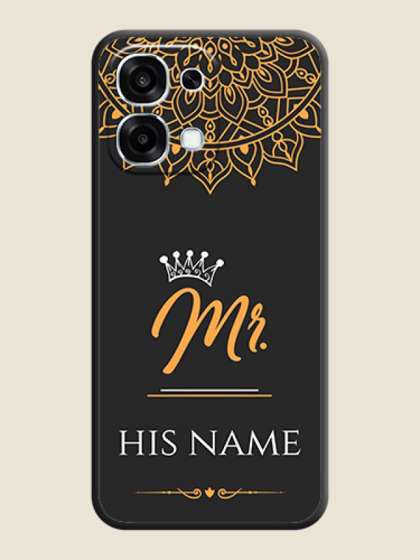 Custom Mr Name with Floral Design On Space Black Custom Soft Matte Mobile Back Cover - Oppo F31 5G - alternate view