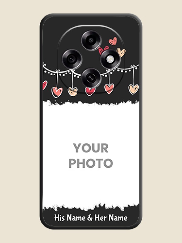 Custom Pink Love Hangings with Name On Space Black Custom Soft Matte Mobile Back Cover - Oppo F31 Pro 5G - alternate view