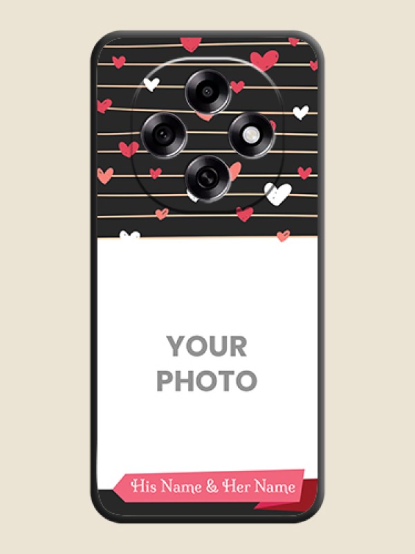 Custom Love Pattern with Name on Pink Ribbon on Photo On Space Black Custom Soft Matte Mobile Back Cover - Oppo F31 Pro 5G - alternate view