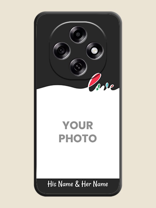 Custom Fall in Love Pattern with Picture on Photo On Space Black Custom Soft Matte Mobile Back Cover - Oppo F31 Pro 5G - alternate view