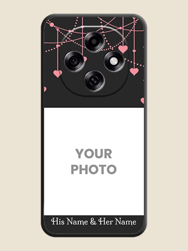 Custom Pink Love Hangings with Text On Space Black Custom Soft Matte Mobile Back Cover - Oppo F31 Pro 5G - alternate view