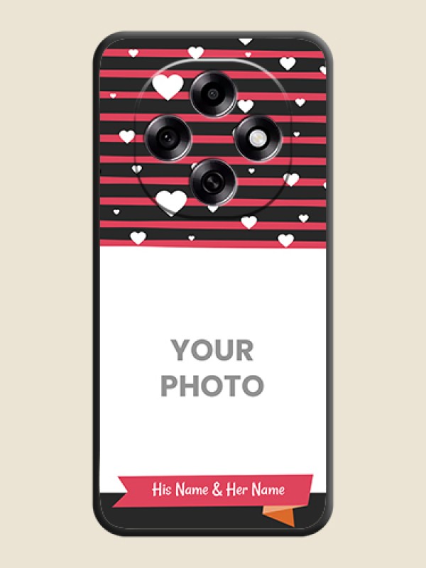 Custom White Color Love Symbols with Pink Lines Pattern On Space Black Custom Soft Matte Mobile Back Cover - Oppo F31 Pro 5G - alternate view