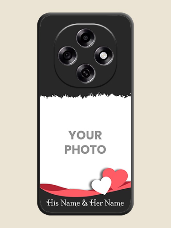 Custom Pin Color Love Shaped Ribbon Design with Text On Space Black Custom Soft Matte Mobile Back Cover - Oppo F31 Pro 5G - alternate view