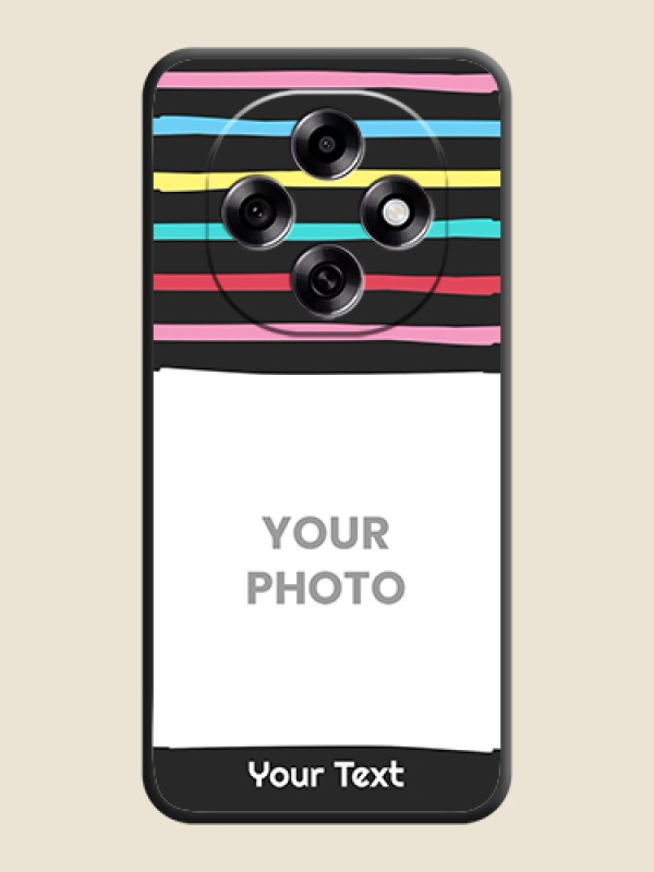 Custom Multicolor Lines with Image On Space Black Custom Soft Matte Mobile Back Cover - Oppo F31 Pro 5G - alternate view