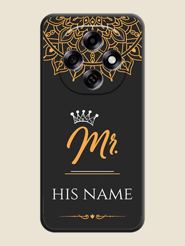 Custom Mr Name with Floral Design On Space Black Custom Soft Matte Mobile Back Cover - Oppo F31 Pro 5G - alternate view