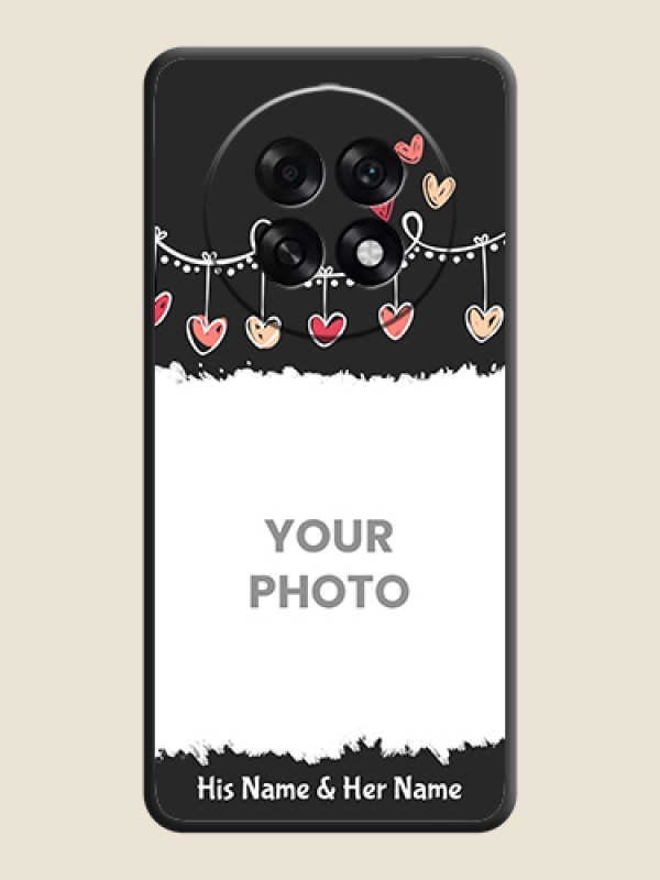 Custom Pink Love Hangings with Name On Space Black Custom Soft Matte Mobile Back Cover - Oppo F31 Pro Plus 5G - alternate view