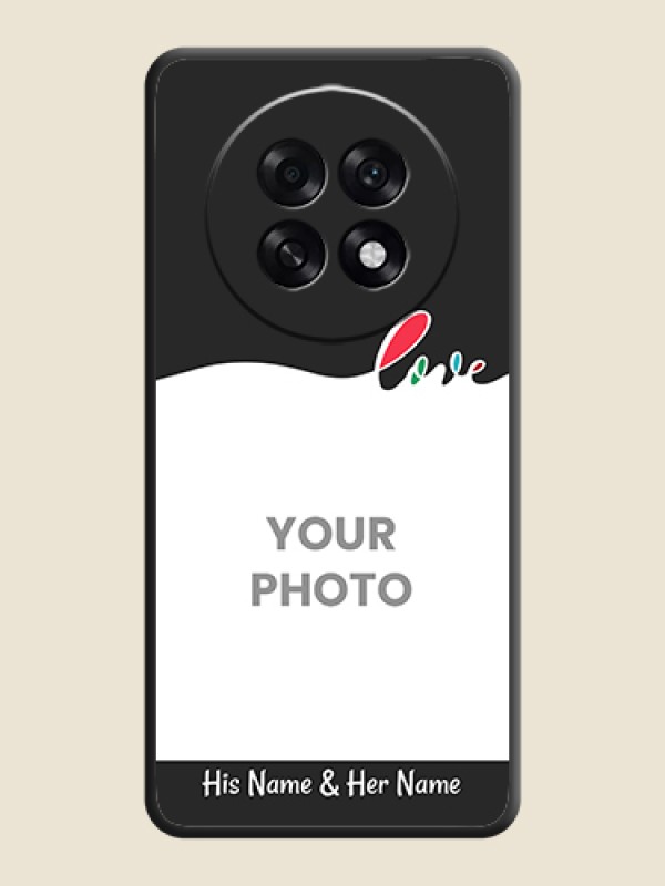 Custom Fall in Love Pattern with Picture on Photo On Space Black Custom Soft Matte Mobile Back Cover - Oppo F31 Pro Plus 5G - alternate view