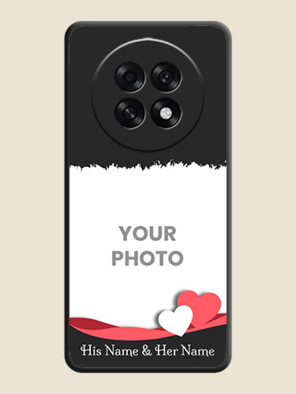 Custom Pin Color Love Shaped Ribbon Design with Text On Space Black Custom Soft Matte Mobile Back Cover - Oppo F31 Pro Plus 5G - alternate view