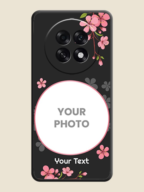 Custom Round Image with Pink Color Floral Design on Photo On Space Black Custom Soft Matte Mobile Back Cover - Oppo F31 Pro Plus 5G - alternate view