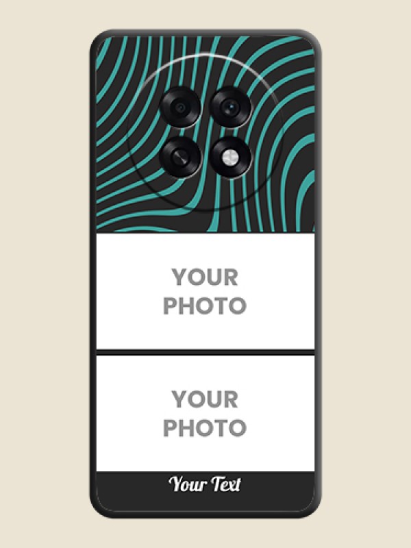 Custom Wave Pattern with 2 Image Holder On Space Black Custom Soft Matte Mobile Back Cover - Oppo F31 Pro Plus 5G - alternate view