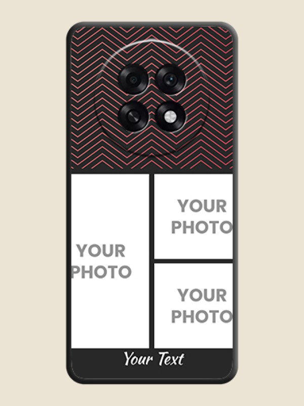 Custom Wave Pattern with 3 Image Holder On Space Black Custom Soft Matte Mobile Back Cover - Oppo F31 Pro Plus 5G - alternate view