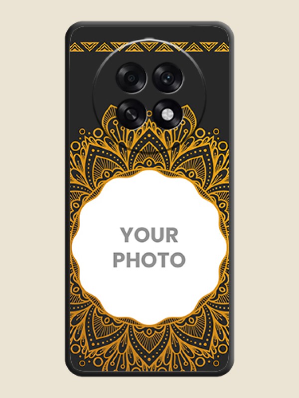 Custom Round Image with Floral Design On Space Black Custom Soft Matte Mobile Back Cover - Oppo F31 Pro Plus 5G - alternate view