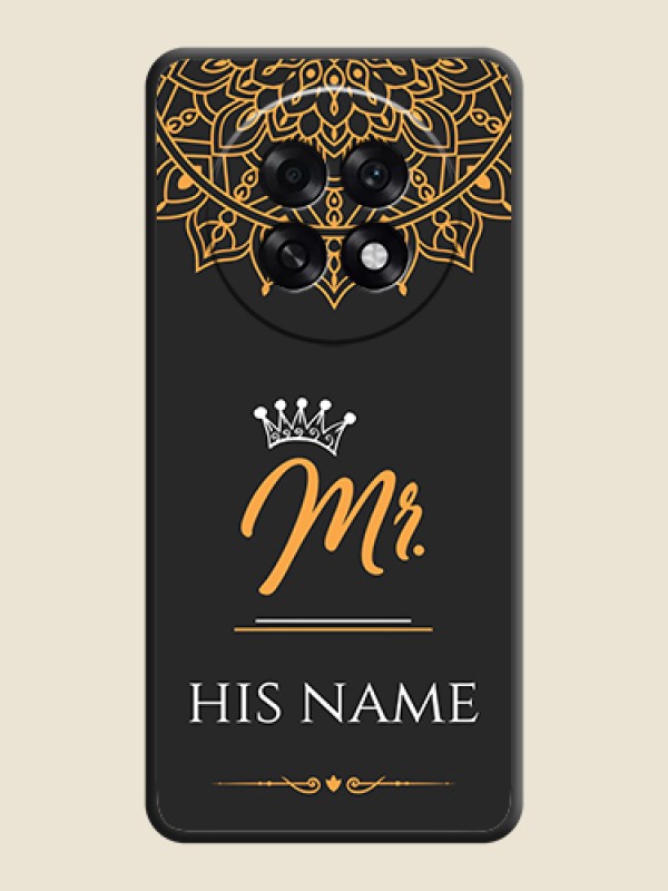 Custom Mr Name with Floral Design On Space Black Custom Soft Matte Mobile Back Cover - Oppo F31 Pro Plus 5G - alternate view