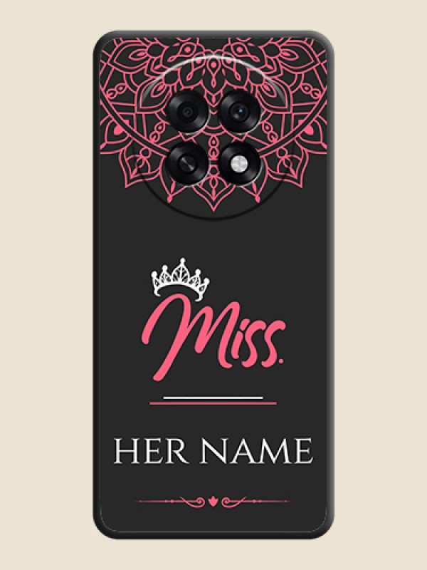 Custom Mrs Name with Floral Design On Space Black Custom Soft Matte Mobile Back Cover - Oppo F31 Pro Plus 5G - alternate view