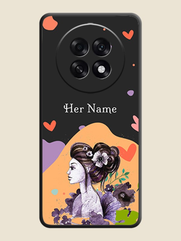Custom Namecase For Her With Fancy Lady Image On Space Black Custom Soft Matte Mobile Back Cover - Oppo F31 Pro Plus 5G - alternate view