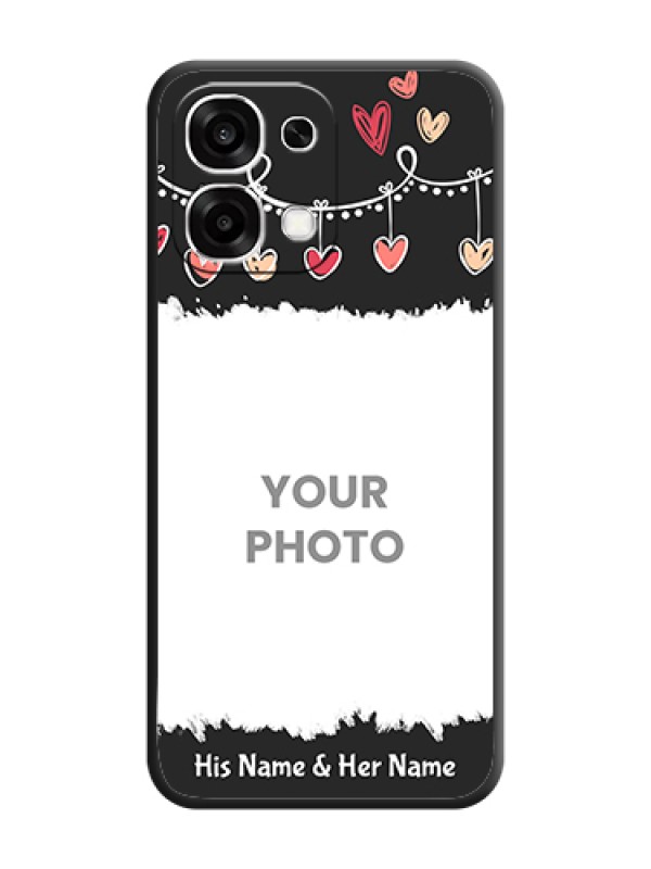 Custom Pink Love Hangings with Name On Space Black Custom Soft Matte Mobile Back Cover - Oppo F33 5G - alternate view