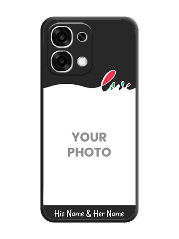 Custom Fall in Love Pattern with Picture on Photo On Space Black Custom Soft Matte Mobile Back Cover - Oppo F33 5G - alternate view