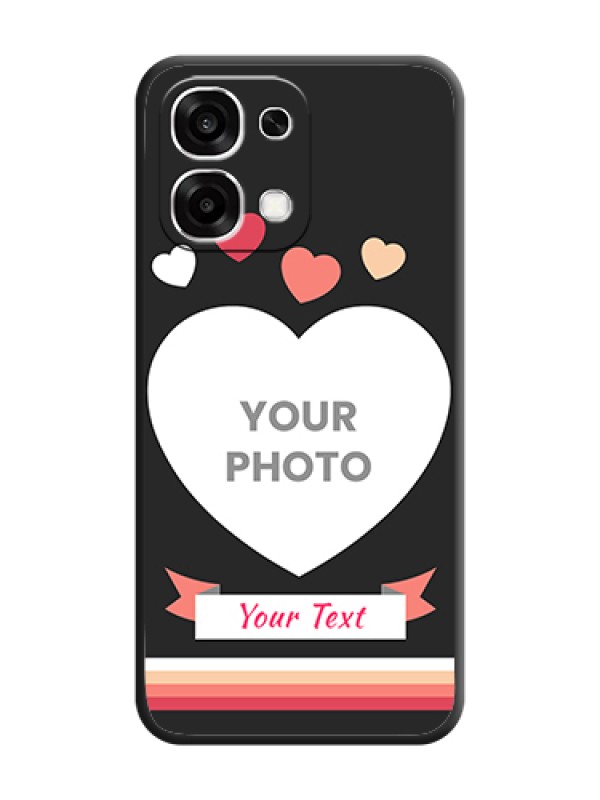 Custom Love Shaped Photo with Colorful Stripes On Space Black Custom Soft Matte Mobile Back Cover - Oppo F33 5G - alternate view