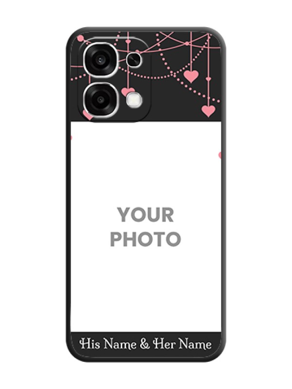 Custom Pink Love Hangings with Text On Space Black Custom Soft Matte Mobile Back Cover - Oppo F33 5G - alternate view