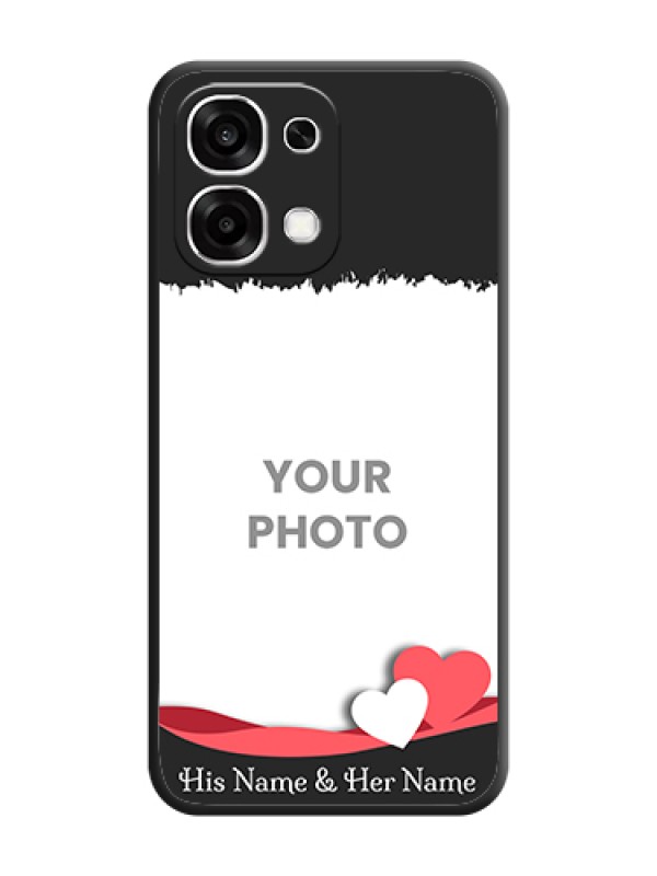 Custom Pin Color Love Shaped Ribbon Design with Text On Space Black Custom Soft Matte Mobile Back Cover - Oppo F33 5G - alternate view
