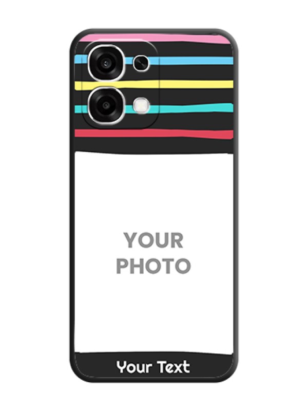Custom Multicolor Lines with Image On Space Black Custom Soft Matte Mobile Back Cover - Oppo F33 5G - alternate view