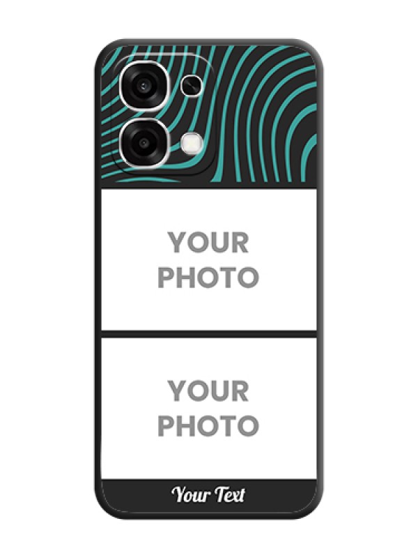 Custom Wave Pattern with 2 Image Holder On Space Black Custom Soft Matte Mobile Back Cover - Oppo F33 5G - alternate view