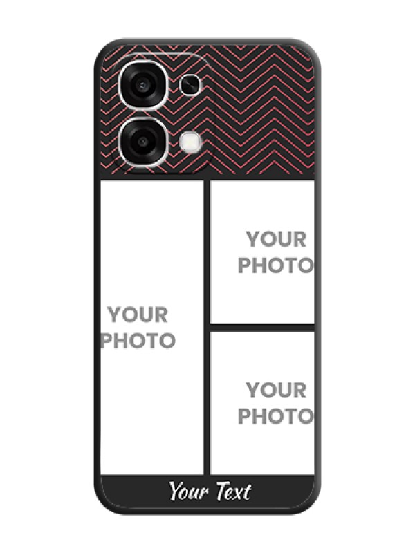 Custom Wave Pattern with 3 Image Holder On Space Black Custom Soft Matte Mobile Back Cover - Oppo F33 5G - alternate view