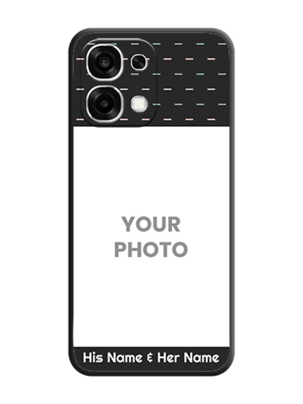 Custom Line Pattern Design with Text On Space Black Custom Soft Matte Mobile Back Cover - Oppo F33 5G - alternate view