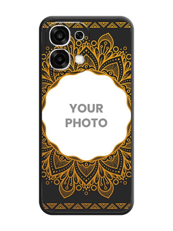 Custom Round Image with Floral Design On Space Black Custom Soft Matte Mobile Back Cover - Oppo F33 5G - alternate view