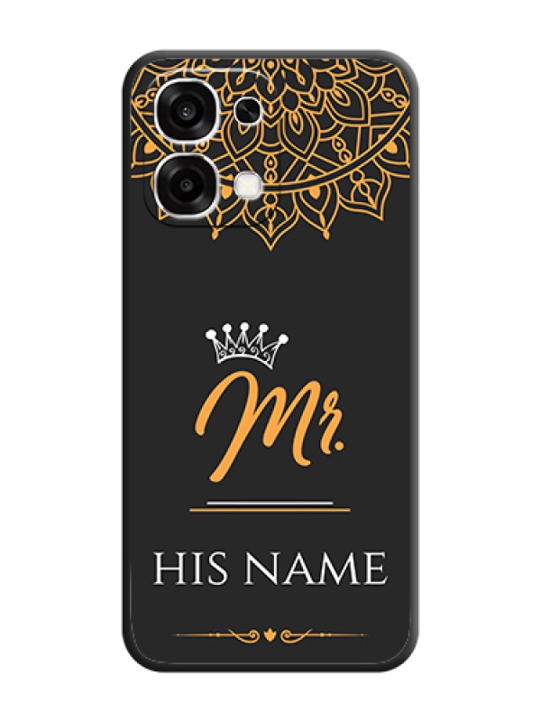 Custom Mr Name with Floral Design On Space Black Custom Soft Matte Mobile Back Cover - Oppo F33 5G - alternate view