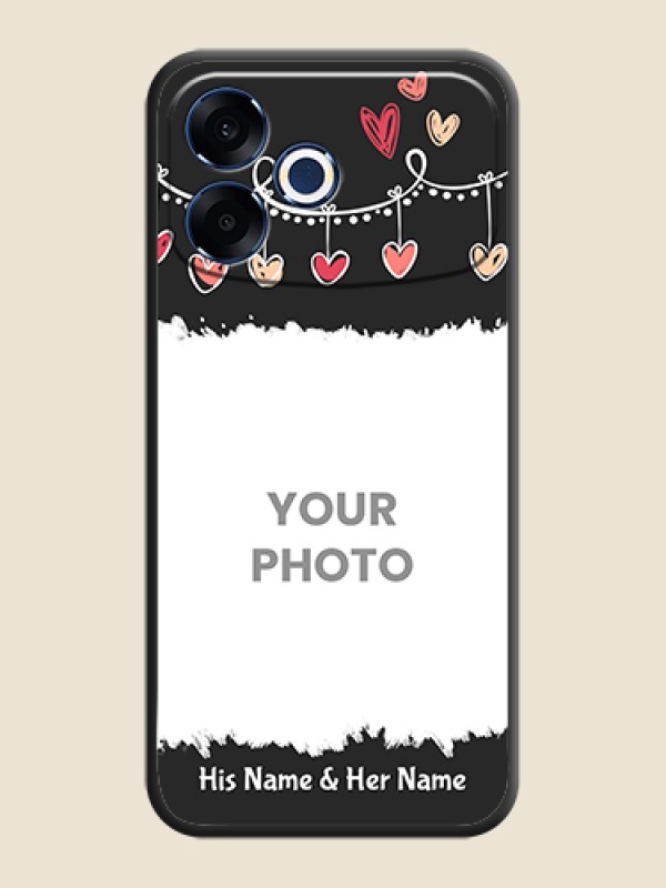 Custom Pink Love Hangings with Name On Space Black Custom Soft Matte Mobile Back Cover - Oppo F33 Pro 5G - alternate view