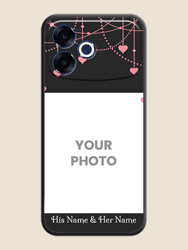Custom Pink Love Hangings with Text On Space Black Custom Soft Matte Mobile Back Cover - Oppo F33 Pro 5G - alternate view