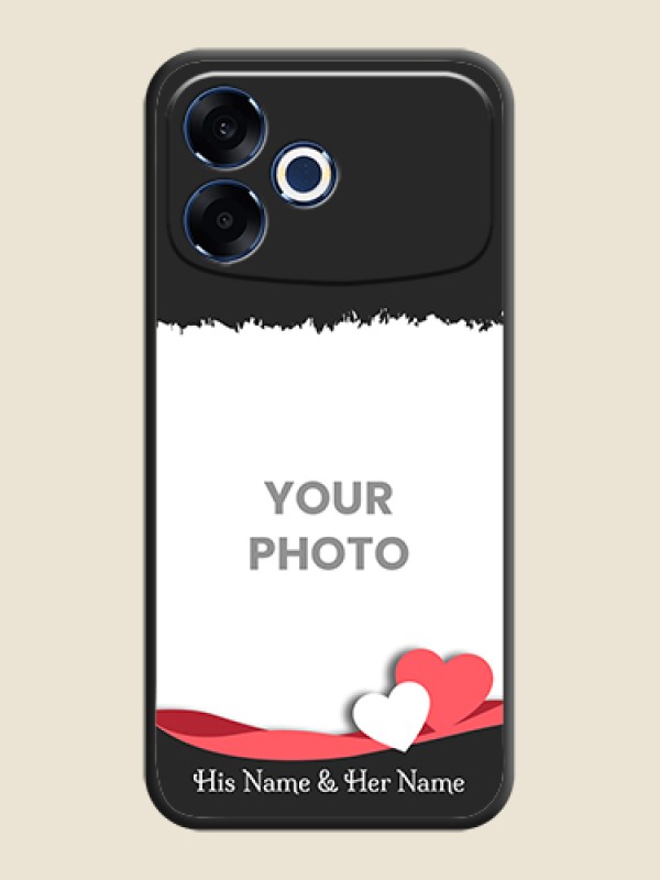 Custom Pin Color Love Shaped Ribbon Design with Text On Space Black Custom Soft Matte Mobile Back Cover - Oppo F33 Pro 5G - alternate view