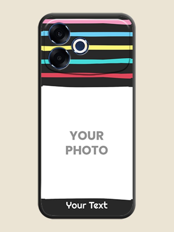 Custom Multicolor Lines with Image On Space Black Custom Soft Matte Mobile Back Cover - Oppo F33 Pro 5G - alternate view