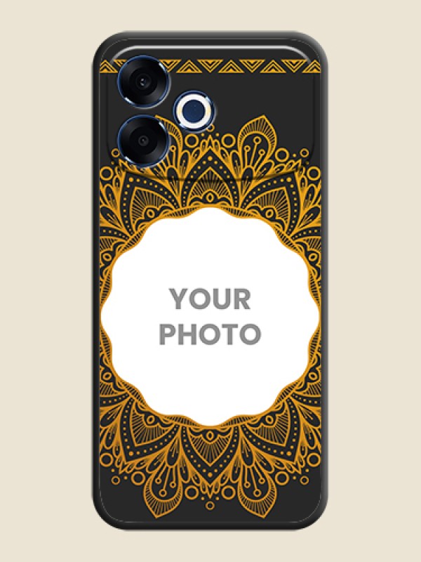 Custom Round Image with Floral Design On Space Black Custom Soft Matte Mobile Back Cover - Oppo F33 Pro 5G - alternate view
