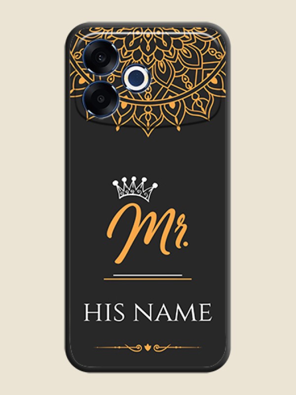 Custom Mr Name with Floral Design On Space Black Custom Soft Matte Mobile Back Cover - Oppo F33 Pro 5G - alternate view