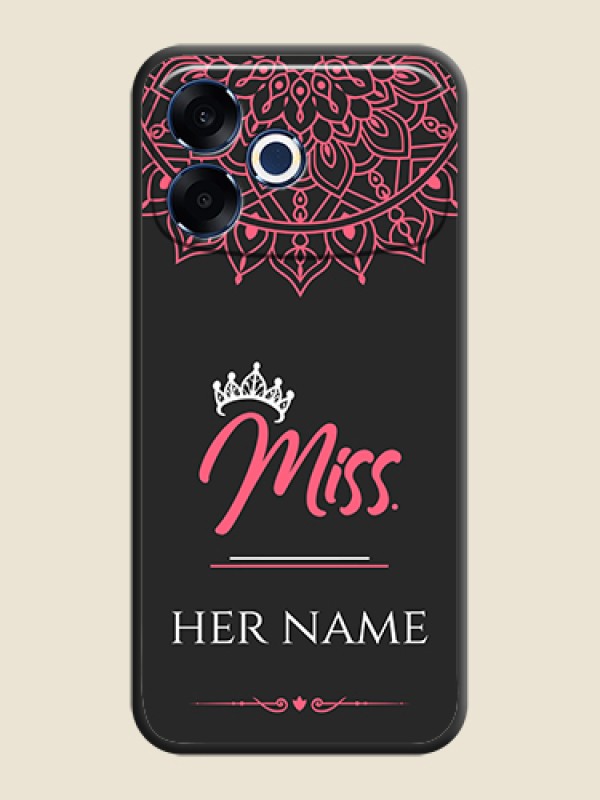 Custom Mrs Name with Floral Design On Space Black Custom Soft Matte Mobile Back Cover - Oppo F33 Pro 5G - alternate view