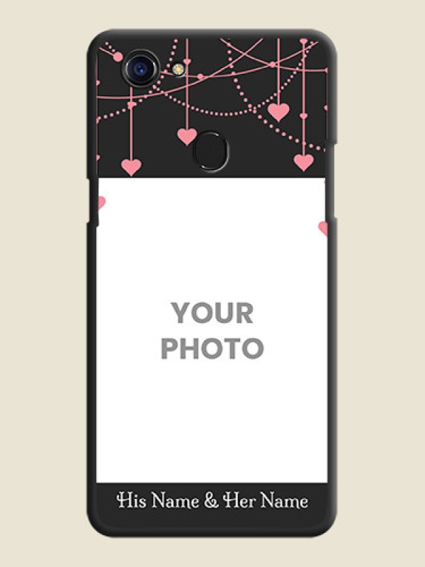 Custom Pink Love Hangings with Text on Space Black Custom Soft Matte Back Cover - Oppo F5 - alternate view