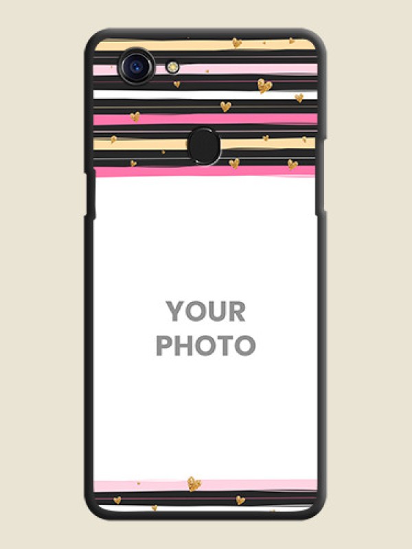 Custom Multicolor Lines and Golden Love Symbols Design on Photo on Space Black Soft Matte Mobile Cover - Oppo F5 - alternate view