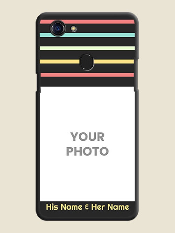 Custom Color Stripes with Photo and Text on Photo on Space Black Soft Matte Mobile Case - Oppo F5 - alternate view