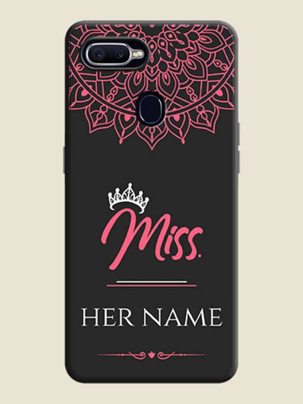 Custom Mrs Name with Floral Design on Space Black Personalized Soft Matte Phone Covers - Oppo F9 Pro - alternate view