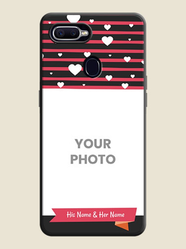 Custom White Color Love Symbols with Pink Lines Pattern on Space Black Custom Soft Matte Phone Cases - Oppo F9 - alternate view